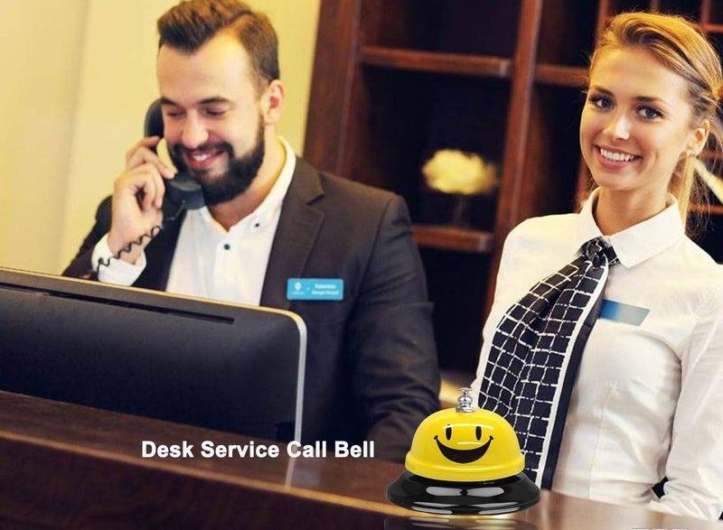 Wekoil Call Bell Lovely Smile Face Desk Service Bell Ding Bell for Restaurant Hotel Room Kitchen Party Office Elderly Large Yellow Cute Bell,3.3 inch Yellow - Image 2